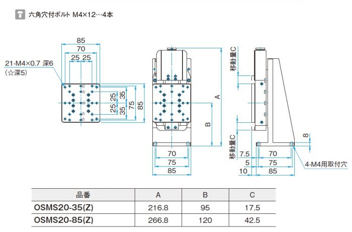 高剛性・精密型自動ステージ / OSMS20-85(Z)