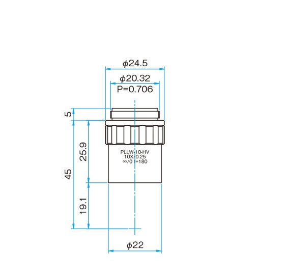 真空環境用対物レンズ（透過穴付） / PLLW-10-HV